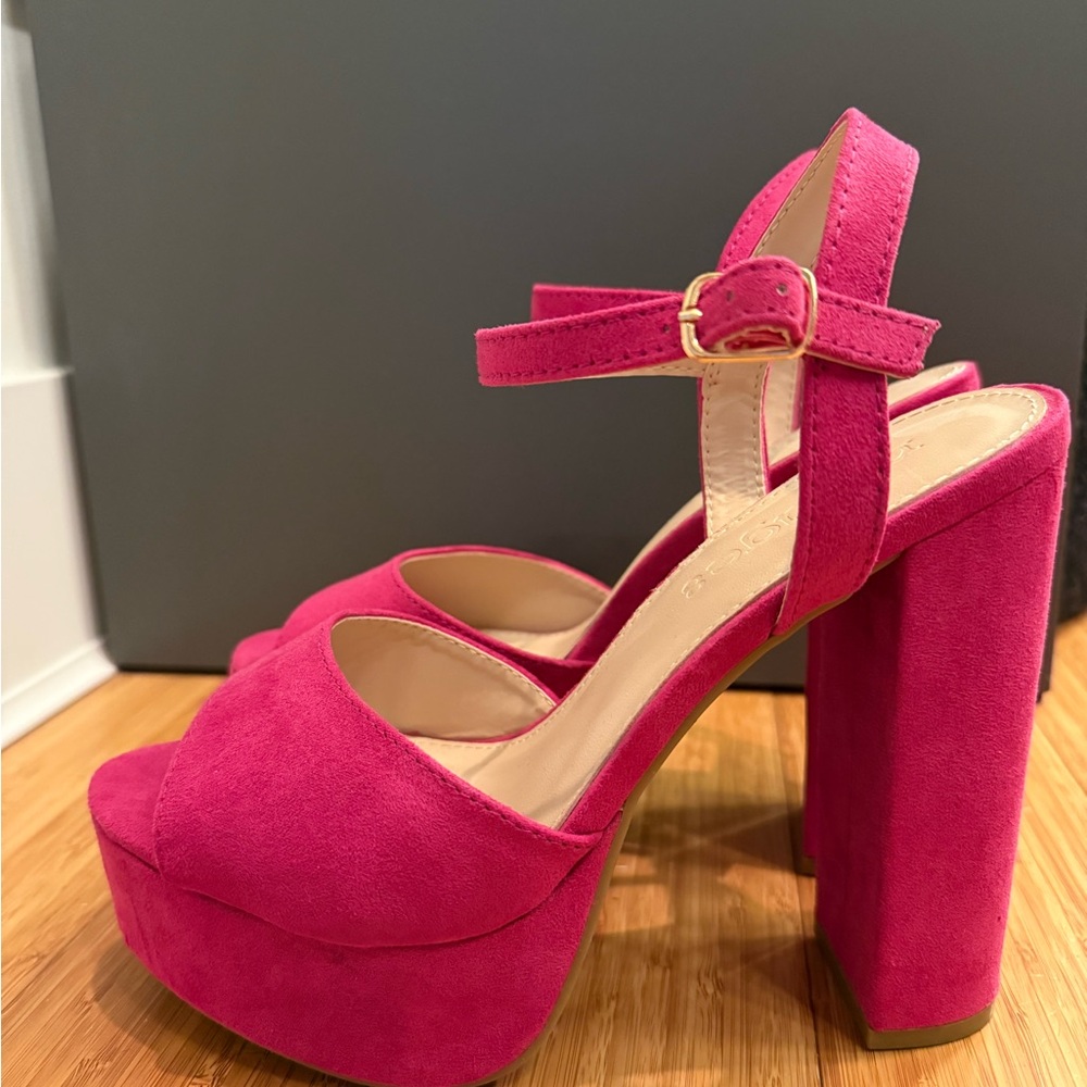 Forever 21 Pink Platform Heels with Ankle Strap